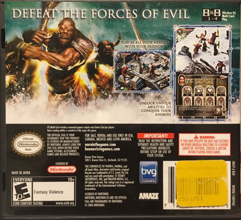 The Chronicles of Narnia: The Lion Witch And The Wardrobe - Nintendo DS (Nintendo - 1) video game collectible [Barcode 712725002015] - Main Image 2