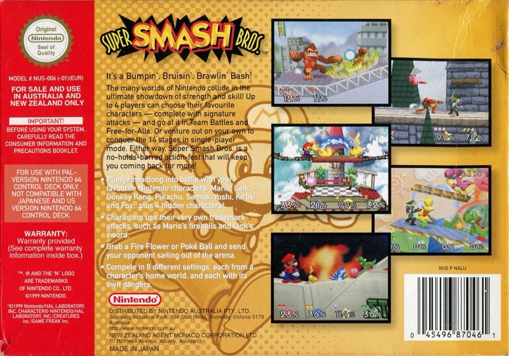 Super Smash Bros. - Nintendo 64 (N64) (Nintendo - 4) video game collectible - Main Image 2