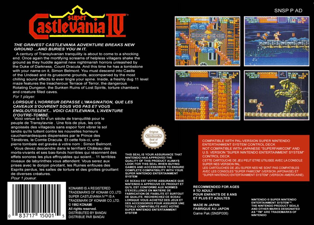 Super Castlevania IV - Nintendo Super Nintendo Entertainment System (SNES) (Konami Japan - 1) video game collectible - Main Image 2