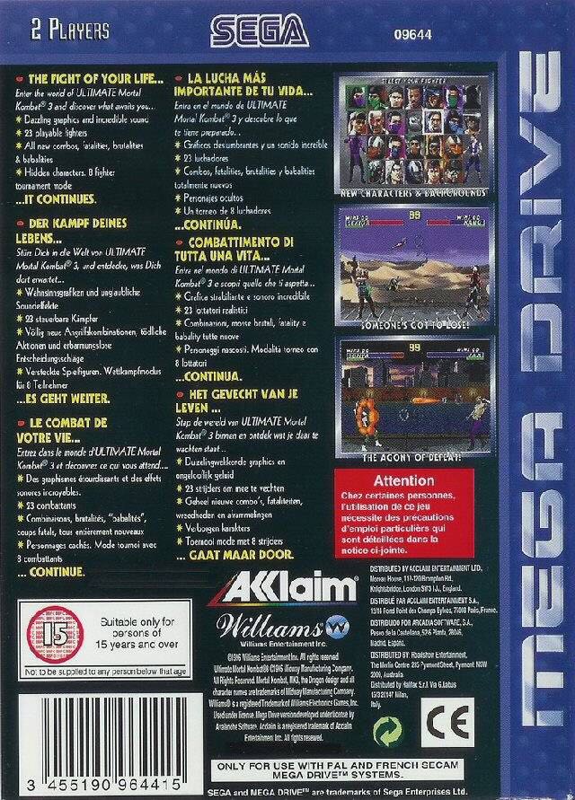 Ultimate Mortal Kombat 3 - Sega Mega Drive (Midway - 2) video game collectible [Barcode 3455190964415] - Main Image 2