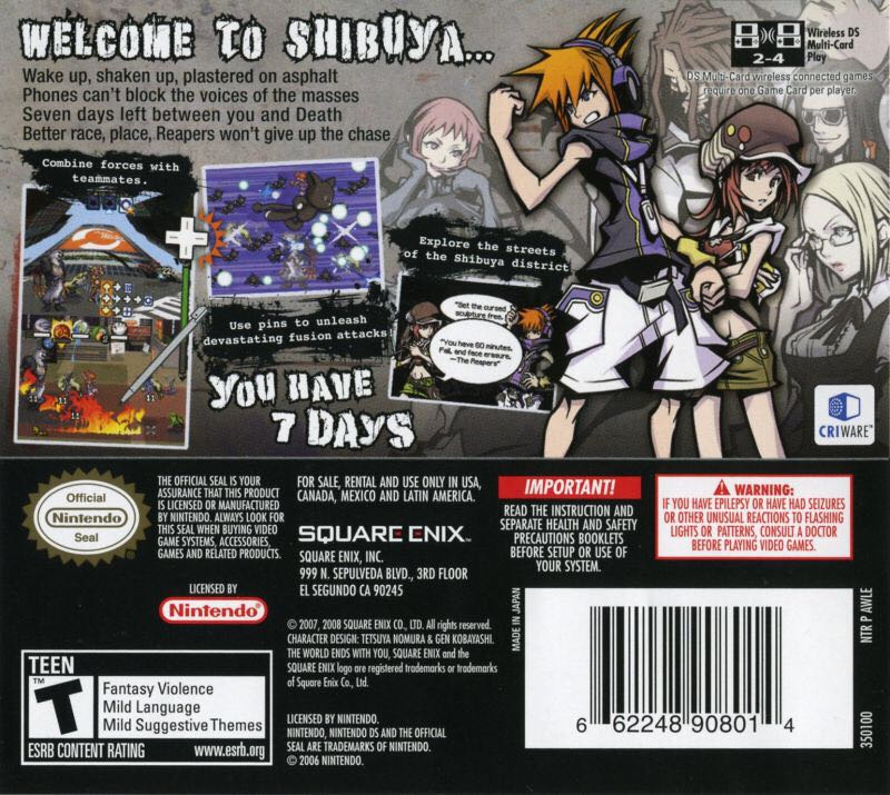 The World Ends With You - Nintendo DS (Square Enix - 1) video game collectible [Barcode 5060121822672] - Main Image 2