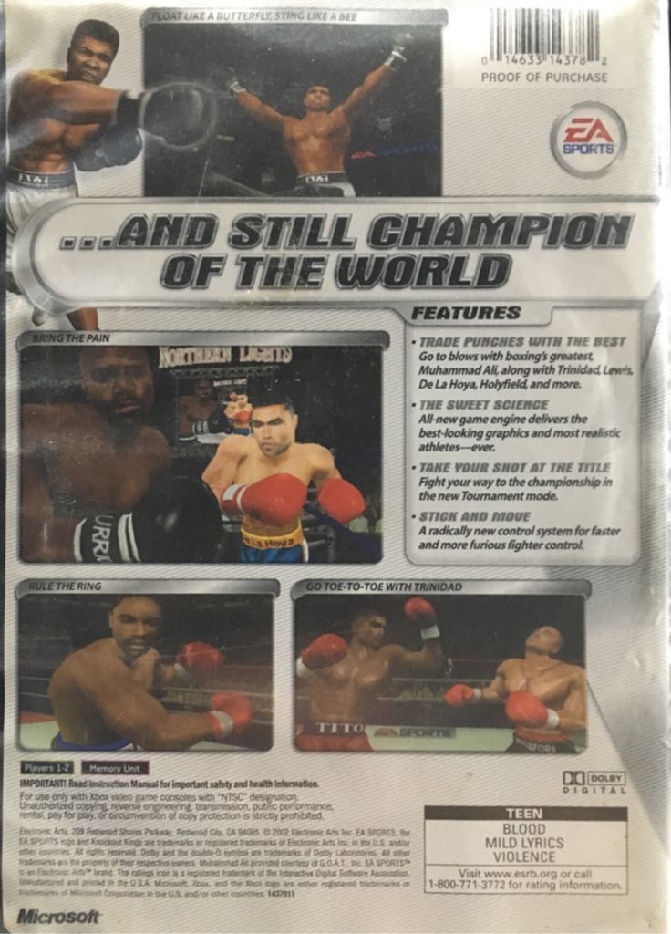 Knockout Kings 2002 - Microsoft Xbox (Electronic Arts - 1-2) video game collectible [Barcode 014633143782] - Main Image 2