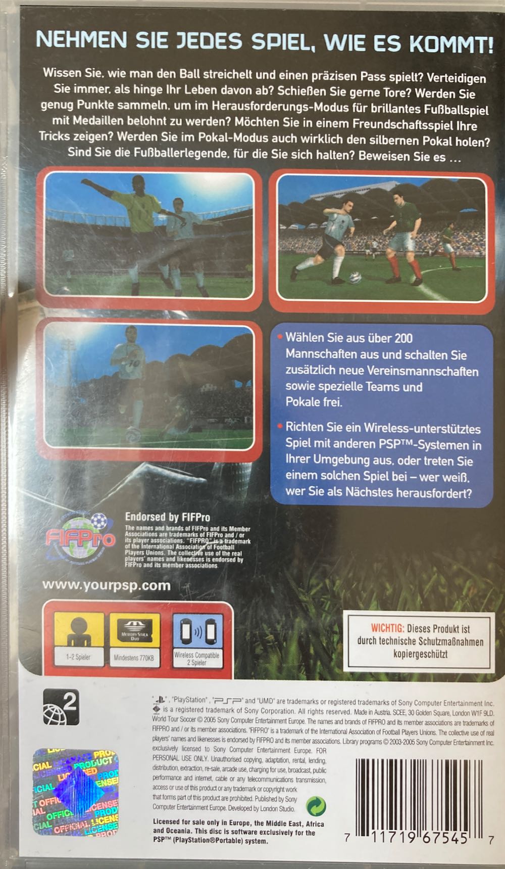 World Tour Soccer: Challenge Edition - Sony PlayStation Portable (PSP) (SCE Europe) video game collectible [Barcode 711719675457] - Main Image 2