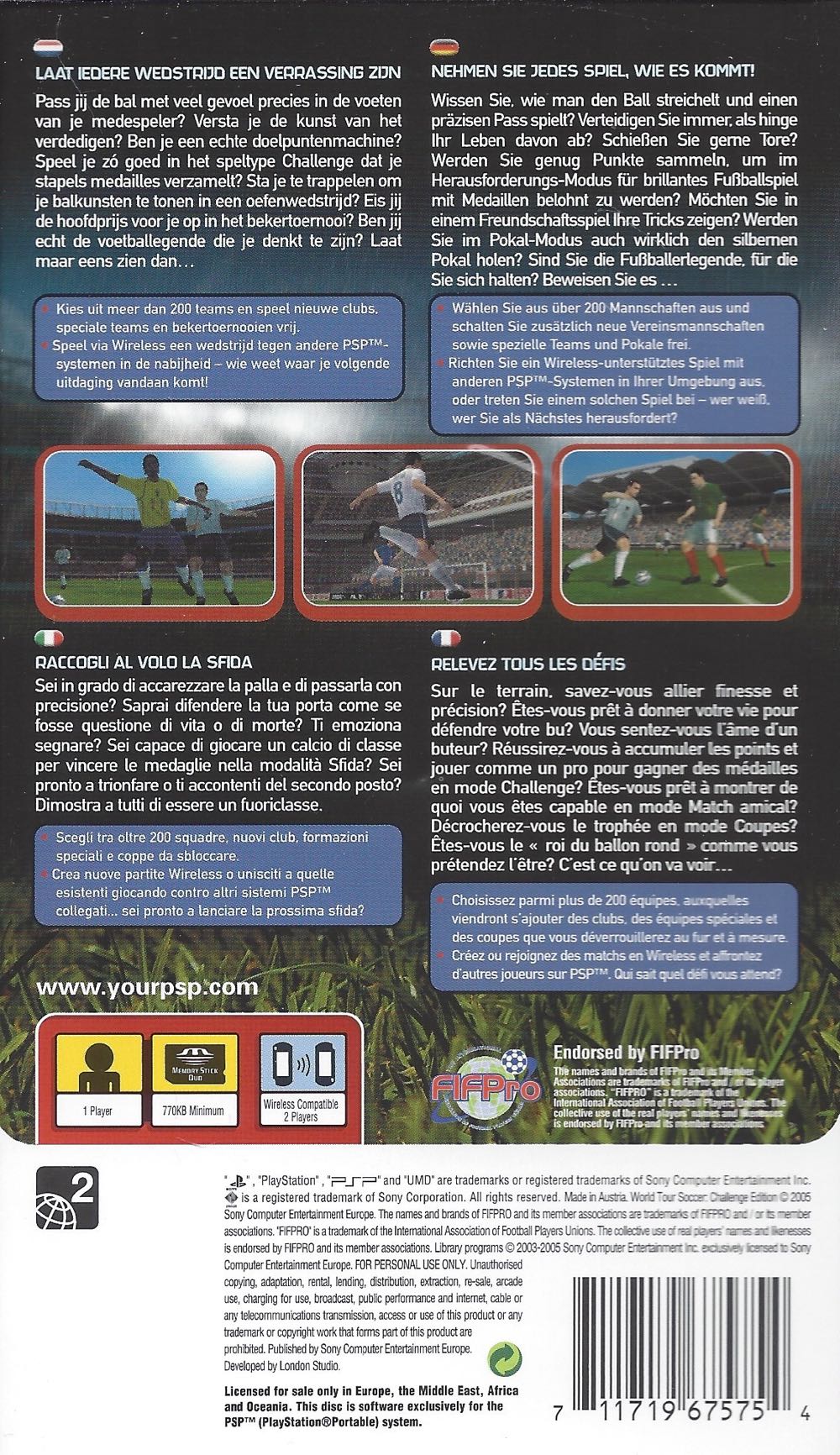 World Tour Soccer: Challenge Edition - Sony PlayStation Portable (PSP) (Sony Computer Entertainment - 1) video game collectible [Barcode 711719675754] - Main Image 2