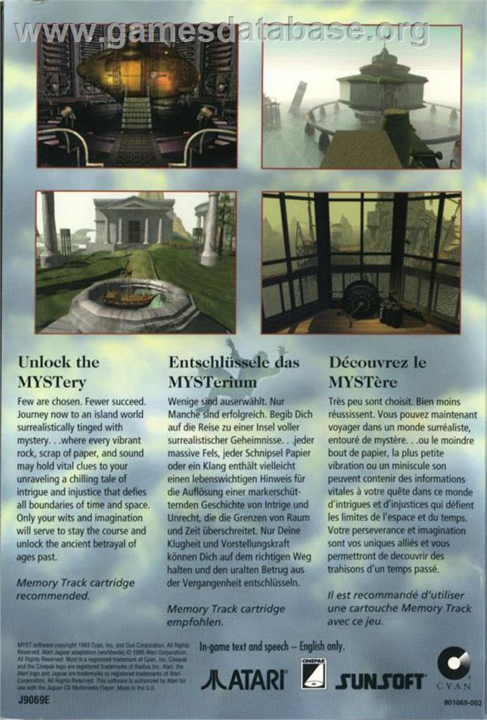 Myst - Atari Jaguar (Boite Et Notice - 1) video game collectible [Barcode 07340741] - Main Image 2