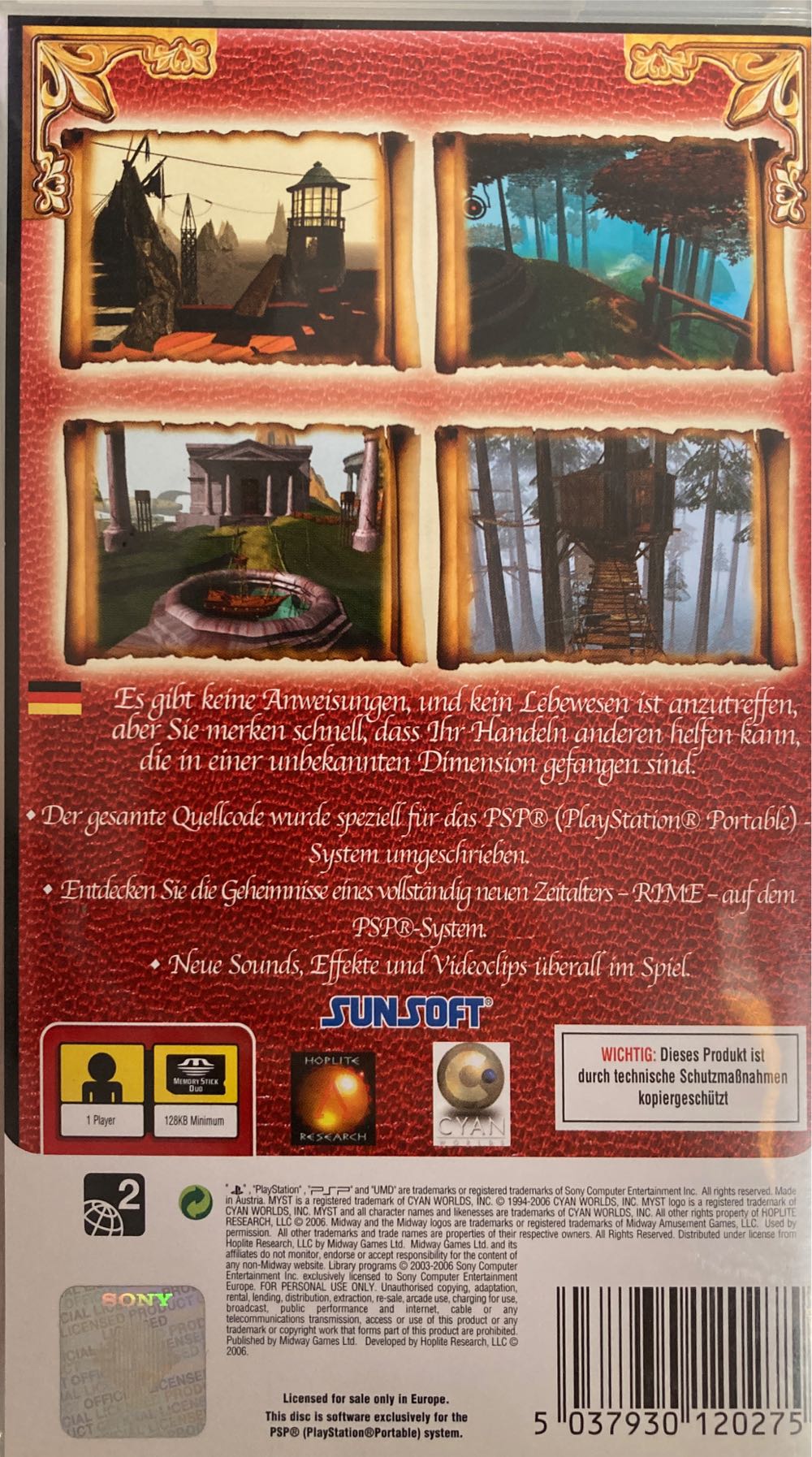 Myst - Sony PlayStation Portable (PSP) (Midway Games GmbH) video game collectible [Barcode 5037930120275] - Main Image 2