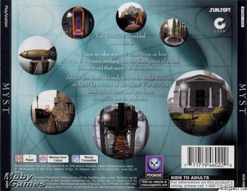 Myst - Sony PlayStation (SunSoft - 1) video game collectible [Barcode 711719460220] - Main Image 2