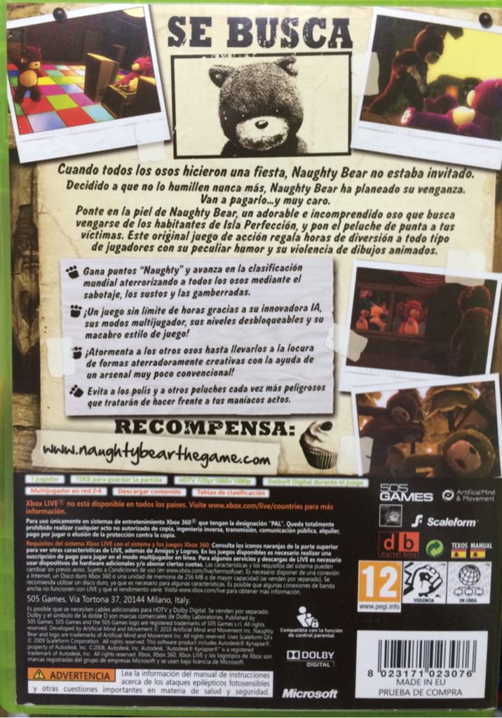 Naughty Bear - Microsoft Xbox 360 video game collectible [Barcode 8023171023076] - Main Image 2