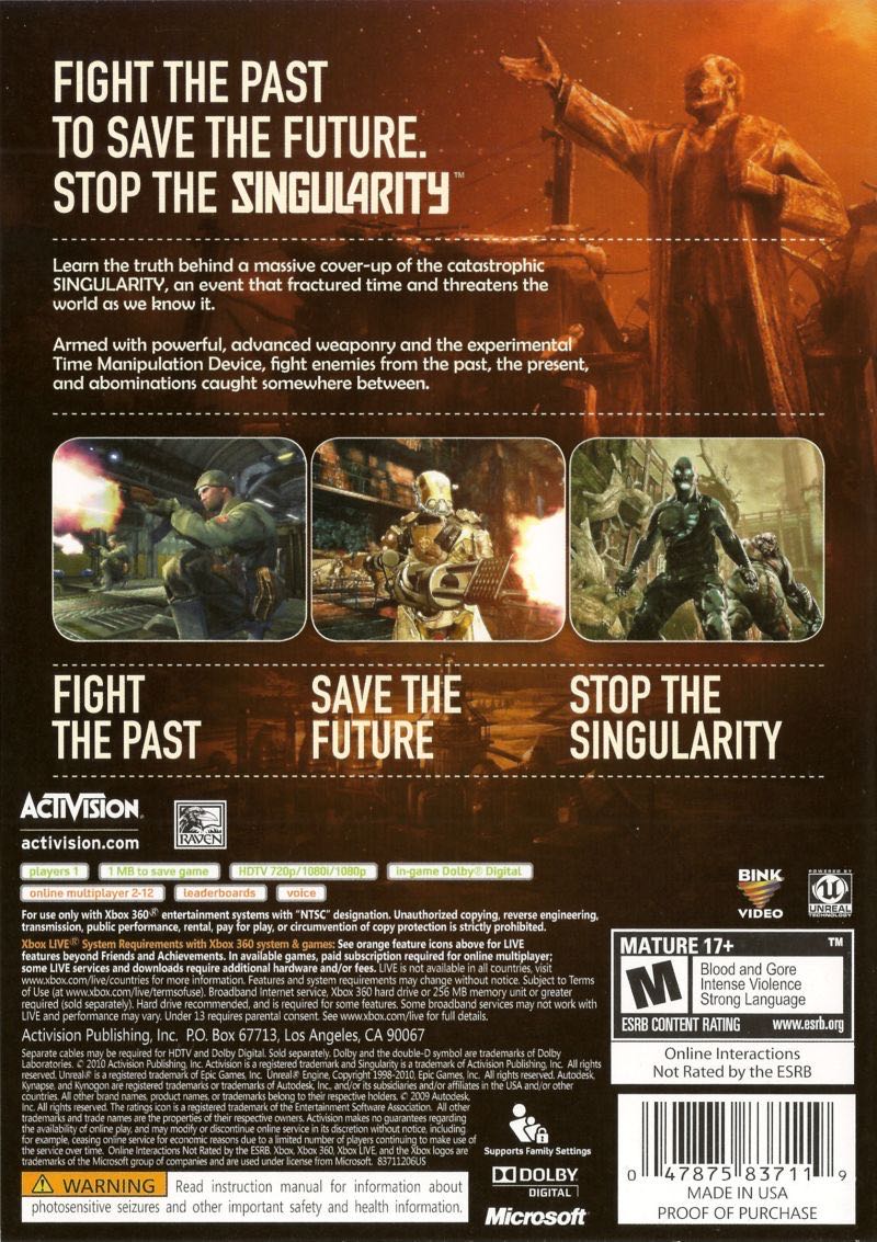 Singularity - Microsoft Xbox 360 (Activision Blizzard - 1) video game collectible [Barcode 5030917070549] - Main Image 2