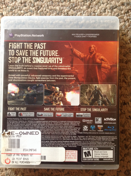 Singularity - Sony PlayStation 3 (PS3) (Activision Blizzard - 12) video game collectible [Barcode 777722094760] - Main Image 2