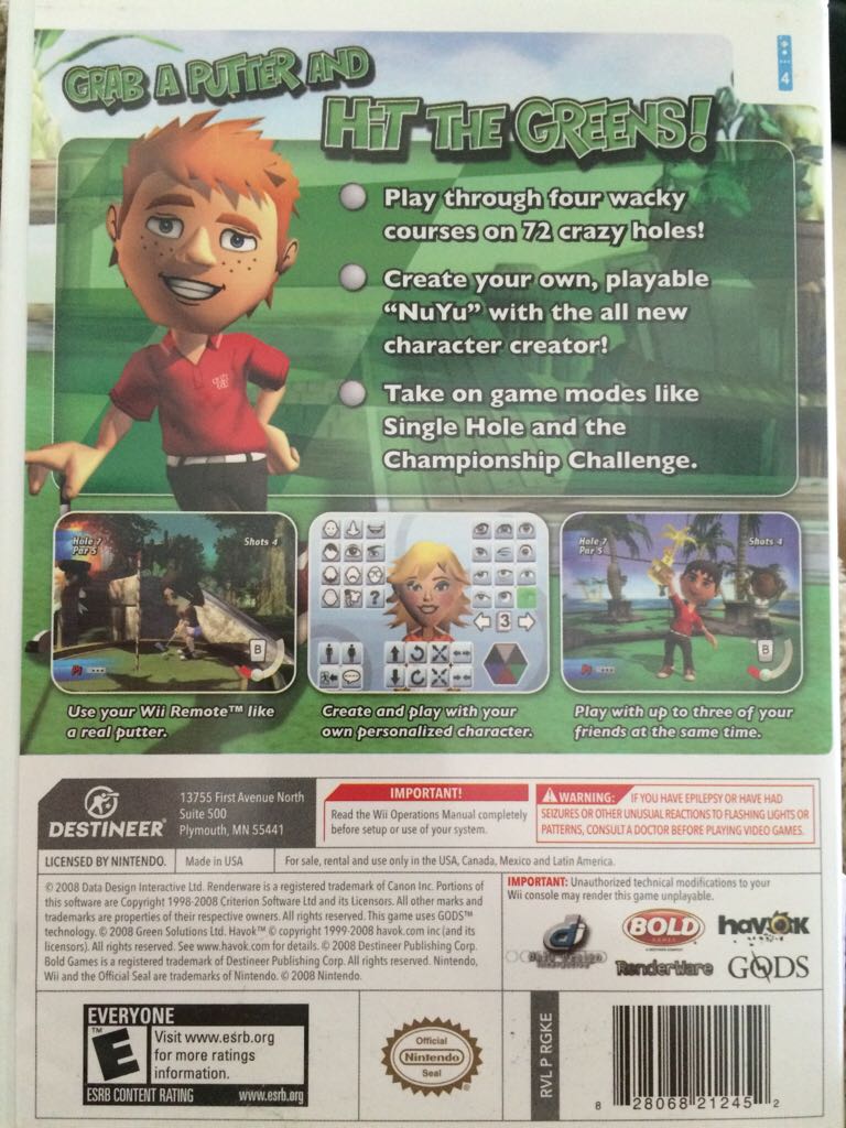 Kidz Sports Crazy Golf - Nintendo Wii (Bold Games - 4) video game collectible [Barcode 828068212452] - Main Image 2