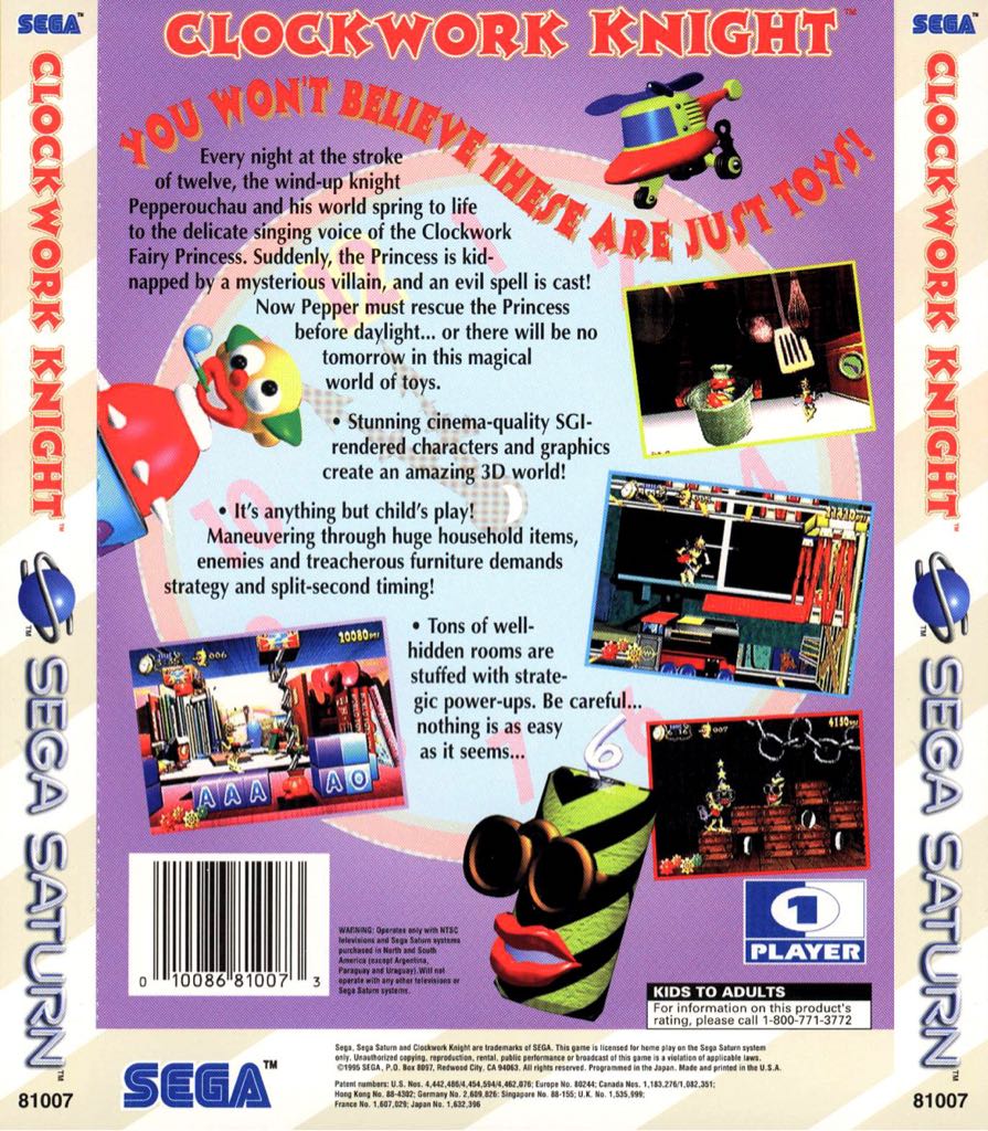 Clockwork Knight - Sega Saturn (Sega - 1) video game collectible [Barcode 010086810073] - Main Image 2
