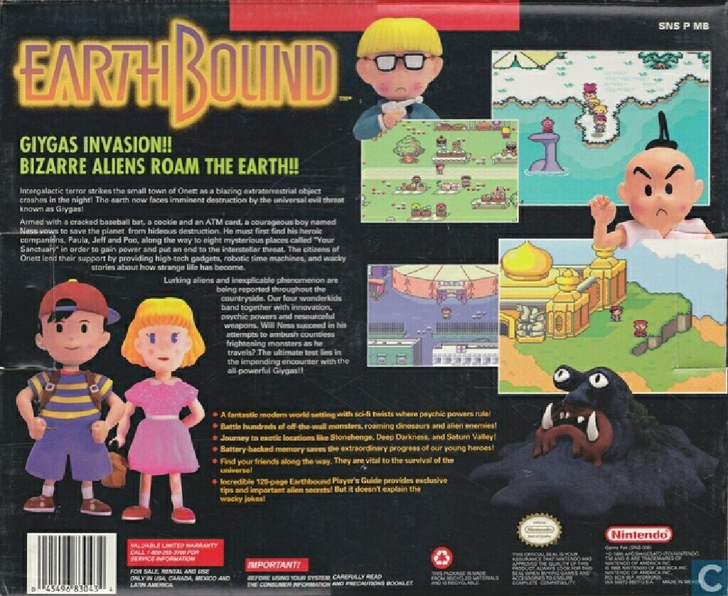 EarthBound - Nintendo Super Nintendo Entertainment System (SNES) (Nintendo - 1) video game collectible - Main Image 2