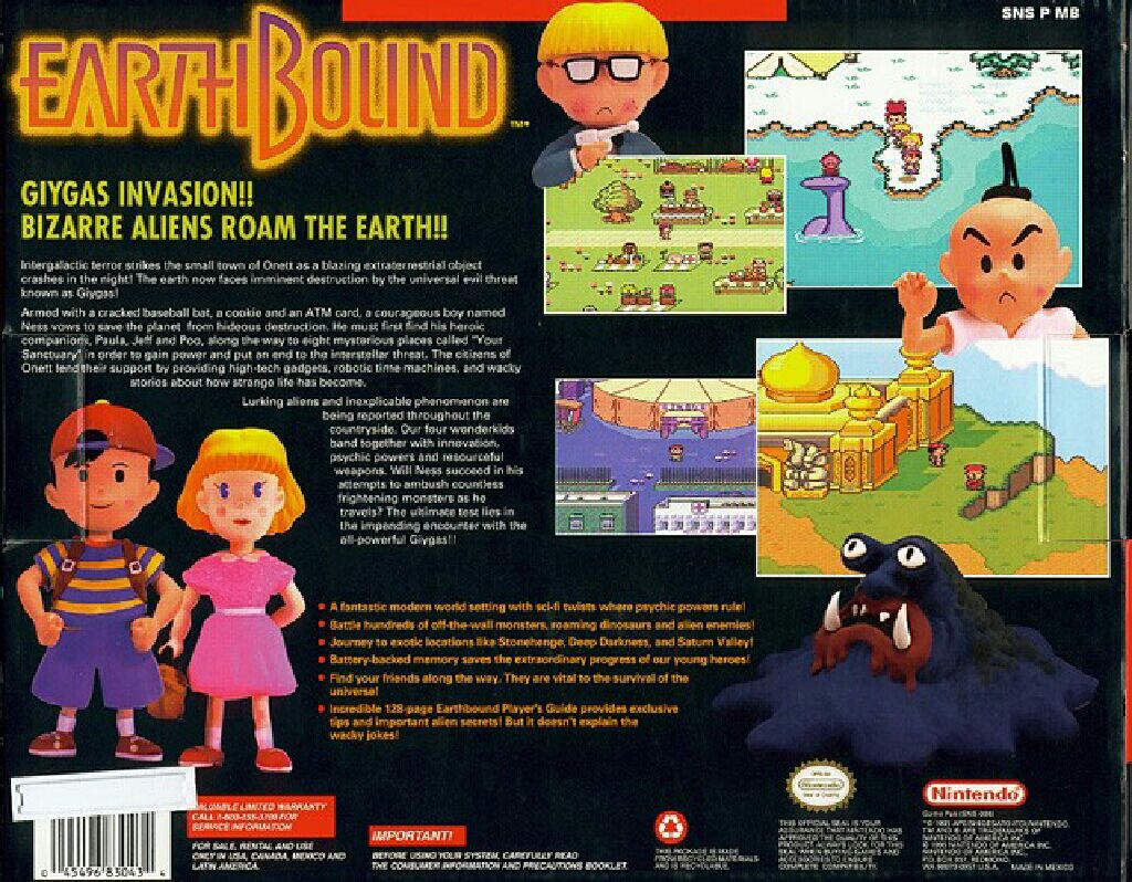 EarthBound - Nintendo Super Nintendo Entertainment System (SNES) (Nintendo - 1) video game collectible - Main Image 2