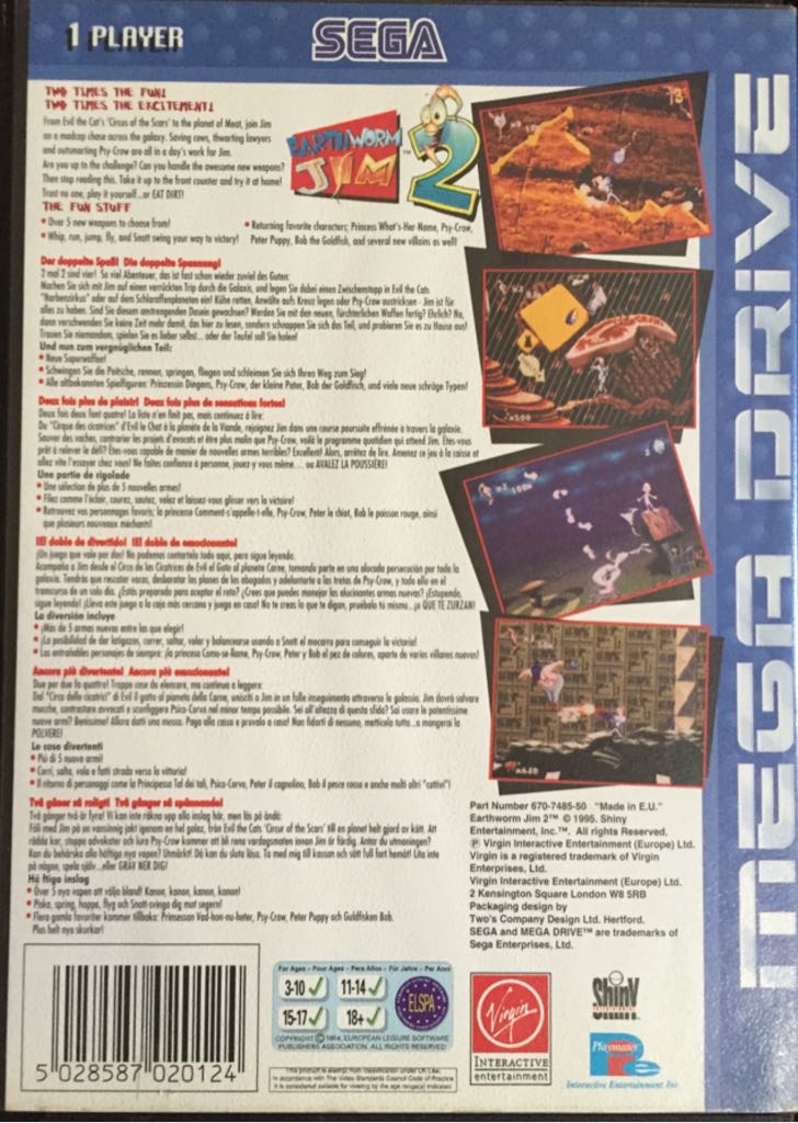 Earthworm Jim 2 - Sega Mega Drive (Virgin - 1) video game collectible [Barcode 5028587020124] - Main Image 2