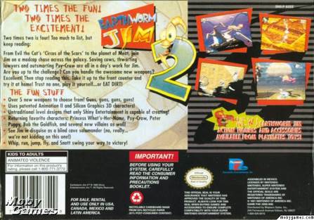 Earthworm Jim 2 - Nintendo Entertainment System (NES) (Playmates Interactive Entertainment - Single-Player) video game collectible [Barcode 796298067541] - Main Image 2