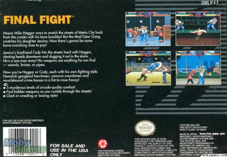 Final Fight - Nintendo Super Nintendo Entertainment System (SNES) (Capcom - 1) video game collectible - Main Image 2
