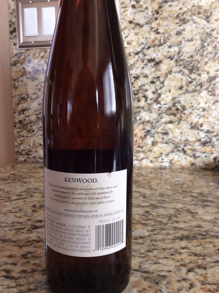 Ken wood, Gewürztraminer  - Gewurtztraminer wine collectible [Barcode 010986002905] - Main Image 2