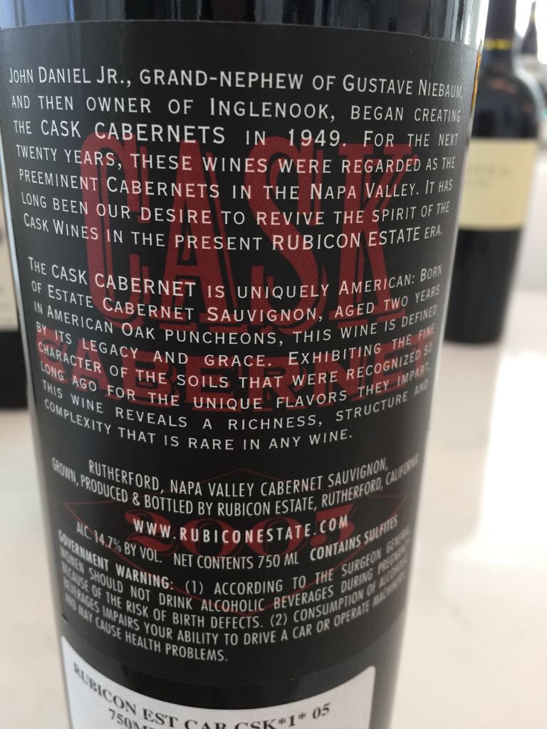 2005 - Cask Cabernet  - 100% Cabernet Sauvignon wine collectible [Barcode 000006568054] - Main Image 2