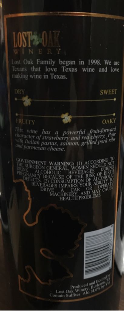 Texas High Plains - Montepulciano wine collectible [Barcode 857699003788] - Main Image 2