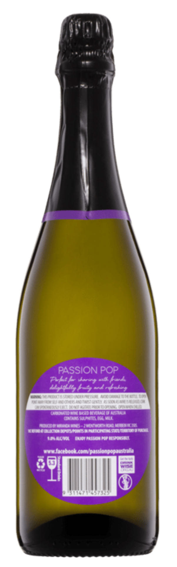Passion Pop Original 750ml - Sparkling White wine collectible [Barcode 9311471457325] - Main Image 2