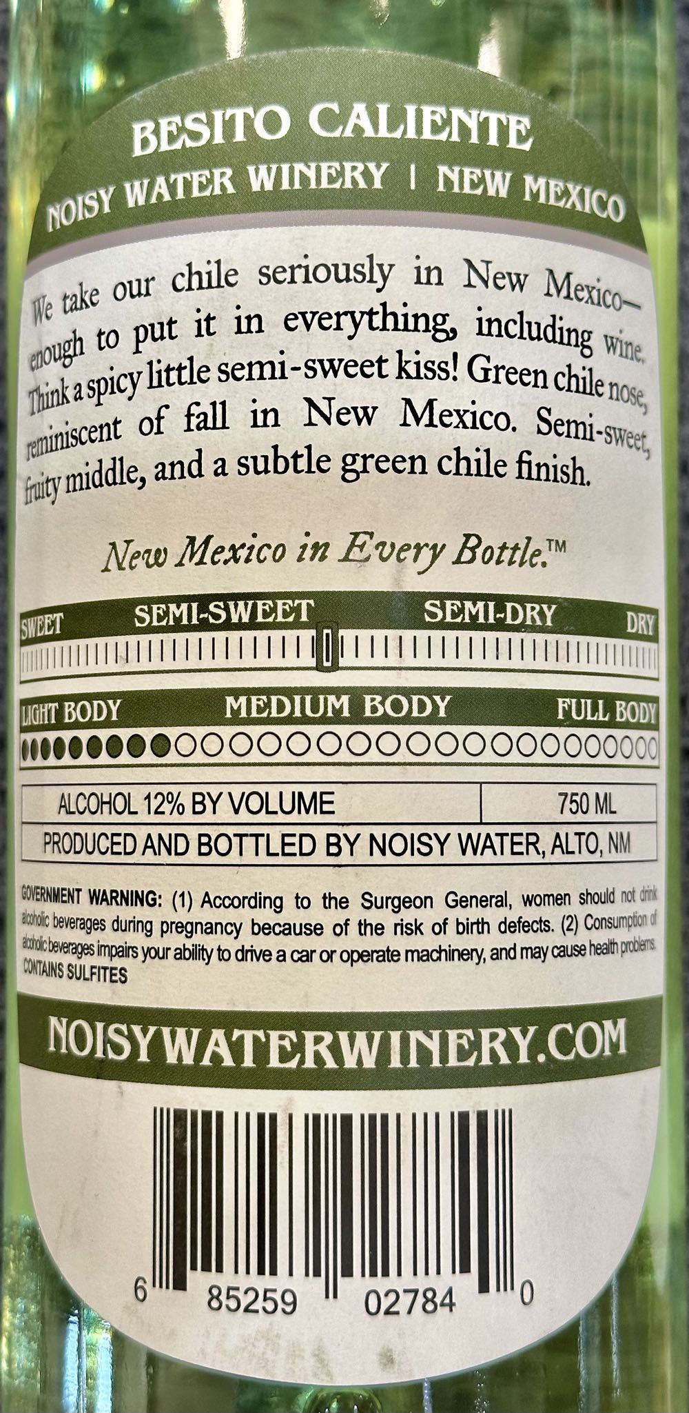 Besito Caliente Green Chile Wine - White Table Wine wine collectible [Barcode 685259027840] - Main Image 3