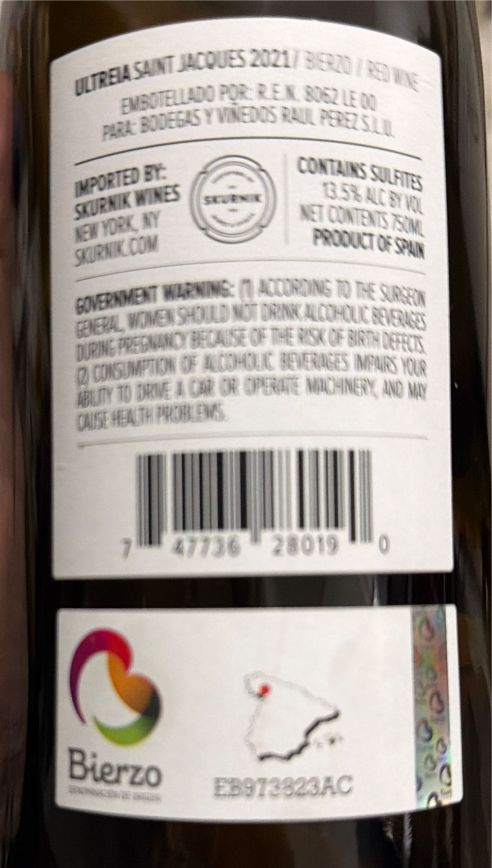 Ultreia St. Jacques Bierzo Raul Perez Ultreia Saint Jacques, Raul Perez, 750 Ml. 750ml  wine collectible [Barcode 747736280190] - Main Image 2