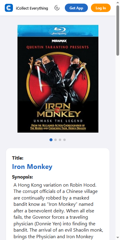 Item detail page on mobile