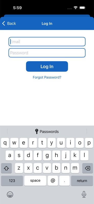 Login screen for cloud sync account