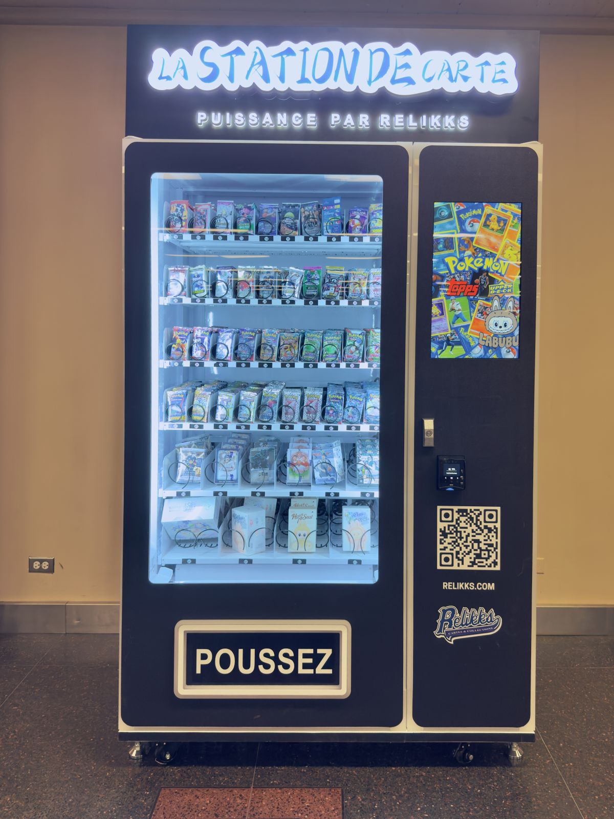 Pokemon trading card vending machine with booster packs