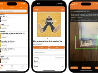 Vinyl record collection cataloged in the iCollect Everything app